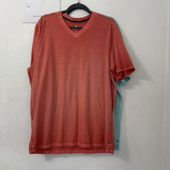 Lot‎ of 2 Tommy Bahama Cotton V-Neck T-Shirt Large Blue Orange Lightweight Comfy - Picture 4 of 7